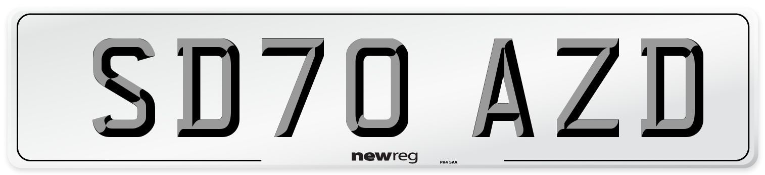 SD70 AZD Number Plate from New Reg